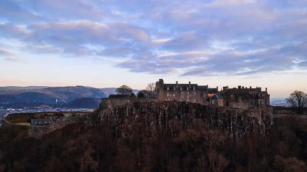 Vista Aerea Invernale Del Castello Stirling Sulla Cima Della Collina — Foto Stock