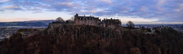 Vista Aerea Invernale Del Castello Stirling Sulla Cima Della Collina — Foto Stock