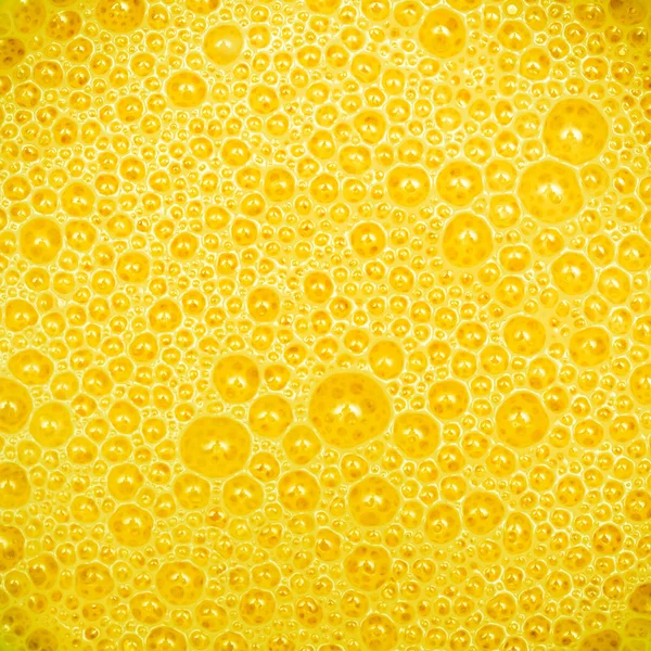 Milkshake Mangue Avec Texture Bulles Jaunes Mousse Boisson Baie Macro — Photo