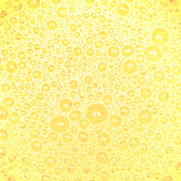 Mango Milkshake Texture Yellow Bubbles Berry Drink Froth Extreme Close — Stock Photo, Image