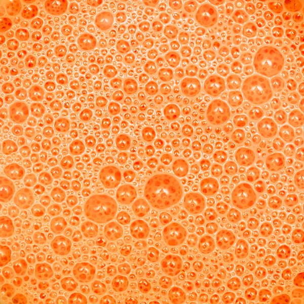 Batido Zanahoria Con Textura Burbujas Naranjas Espuma Bebida Macro Primer —  Fotos de Stock
