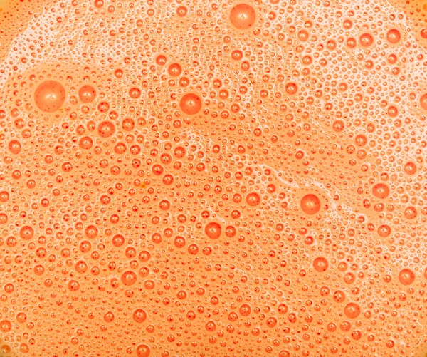 Carrot Milkshake Texture Orange Bubbles Drink Froth Extreme Close Macro — Stock Photo, Image