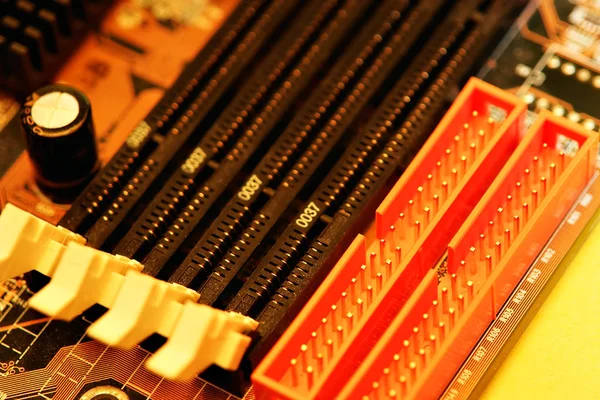 Motherboard Memory Slots Close — Stock Photo, Image