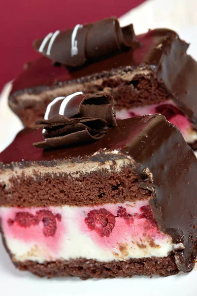 Смачний Торт Малиною Шоколадом — стокове фото