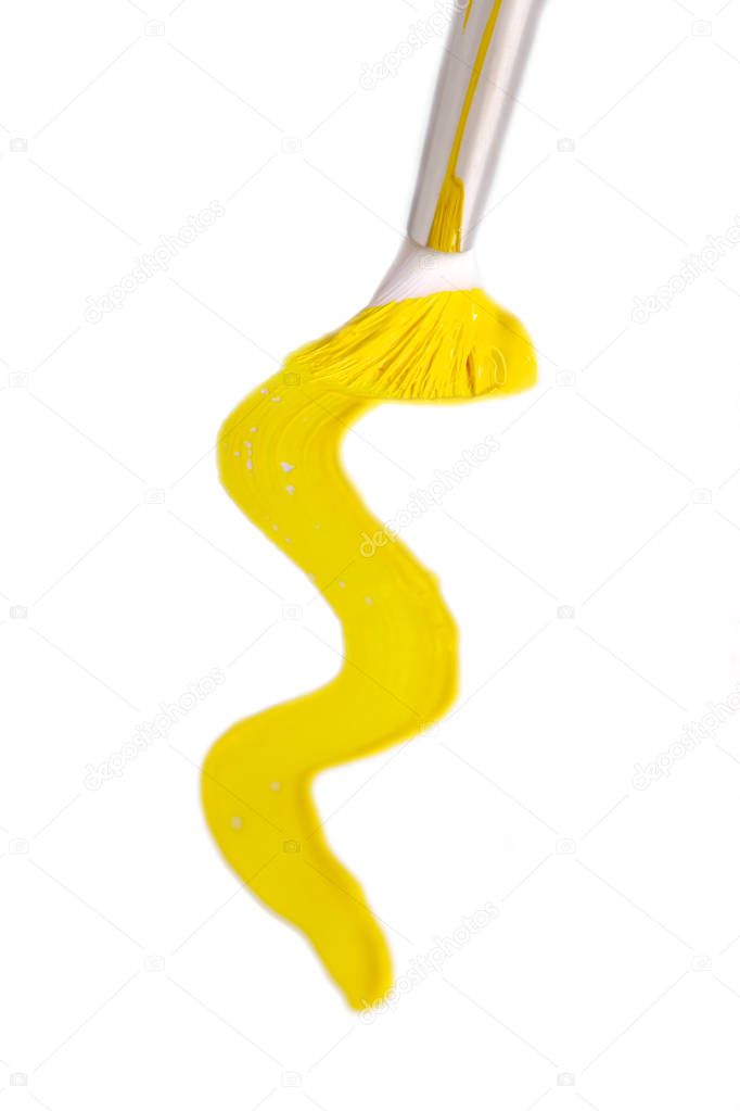 Yellow Paint stroke isolated on white background