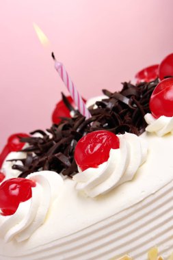 Birthday cake with cherries