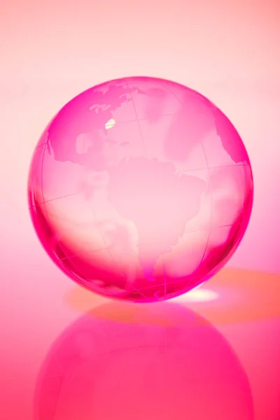 Glass World Globe Pink Tone — Stock Photo, Image