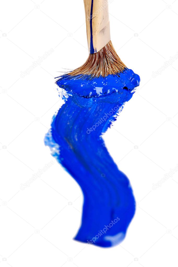 Blue Paint stroke isolated on white background