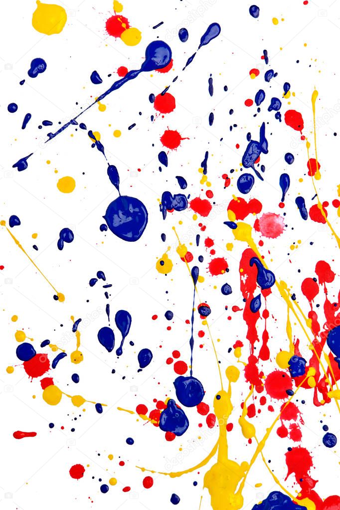 Primary colors splashed on white background