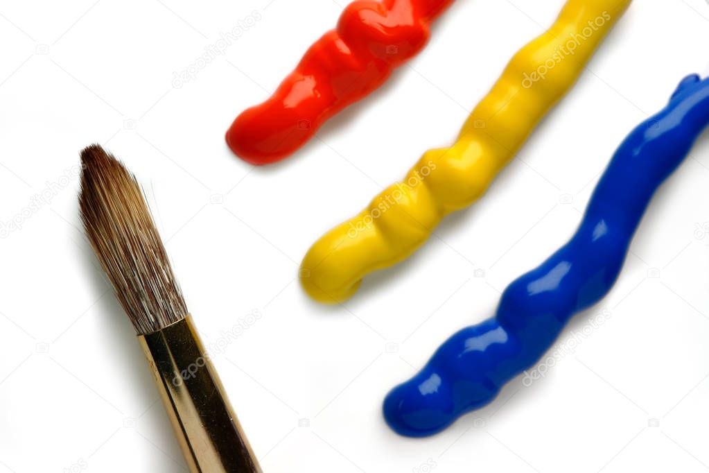 three basic colors with brush