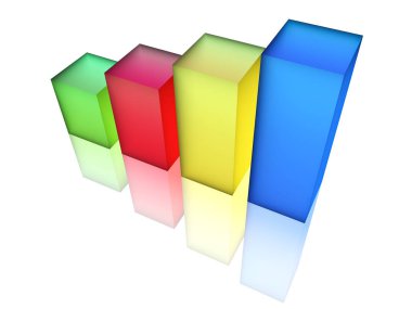 Çok renkli çubuk grafik, 3d render