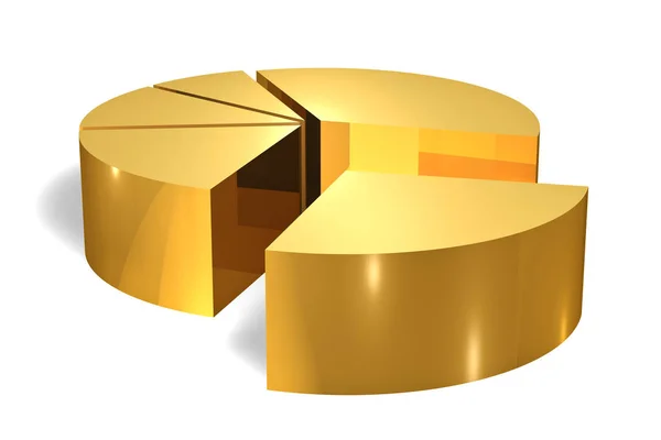 Gouden Cirkeldiagram Render — Stockfoto