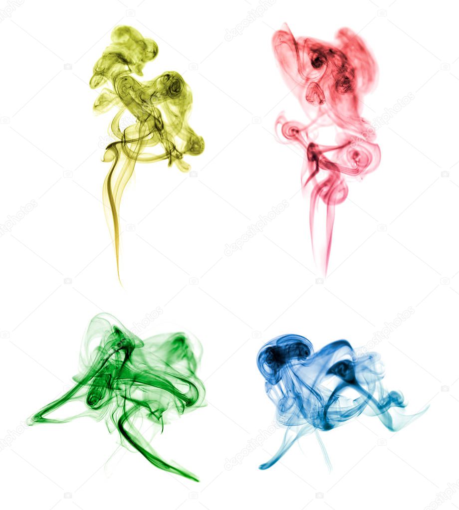 Smoke collection on white background