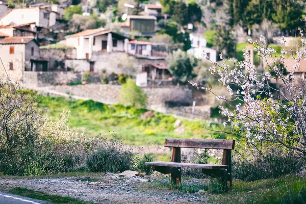 Beautiful Spring Landscape Village Mountains Cyprus Blue Sky Green Hills — Stock Photo, Image