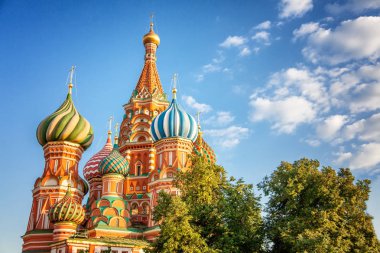 Ünlü St. Basil's Head Katedrali Kızıl Meydan, Moskova, Rusya Tarih kubbeler