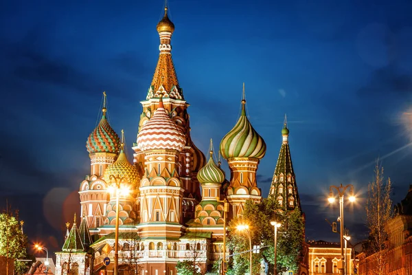 Ciudad Noche Paisaje Vista Catedral Basilio Moscú Turismo Visita Rusia — Foto de Stock