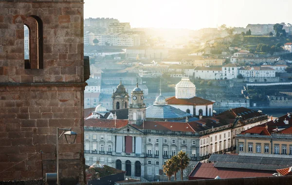 Porto Portugalsko Staré Město Letecký Pohled Clerigos Kostelní Věž — Stock fotografie