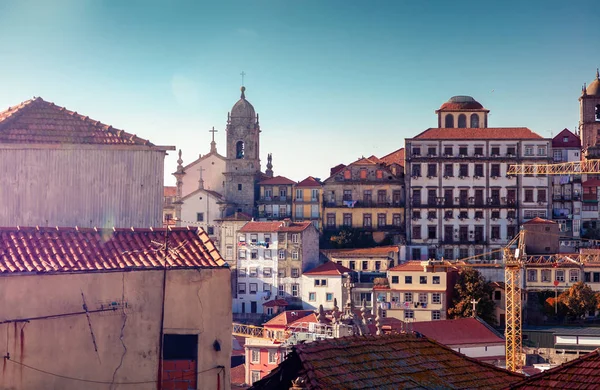 Porto Portugal Old Town Aerial View Clerigos Church Tower — Stock Photo, Image