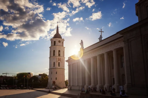Vilna Capital Lituania Plaza Catedral Atardecer Sol Viajar Los Países —  Fotos de Stock