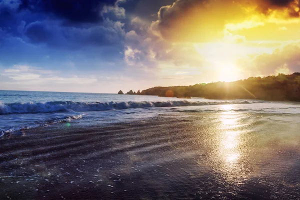 Bela Paisagem Mágica Deslumbrante Oceano Costa Portugal Algarve Pôr Sol — Fotografia de Stock