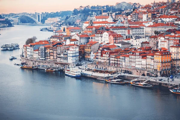 Porto Portugal Ciudad Vieja Skyline Desde Otro Lado Del Río —  Fotos de Stock