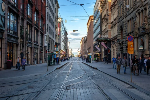 Гельсінкі Фінляндія Червень 2018 Року Вулиці Центрі Міста Люди Прогулюватися — стокове фото