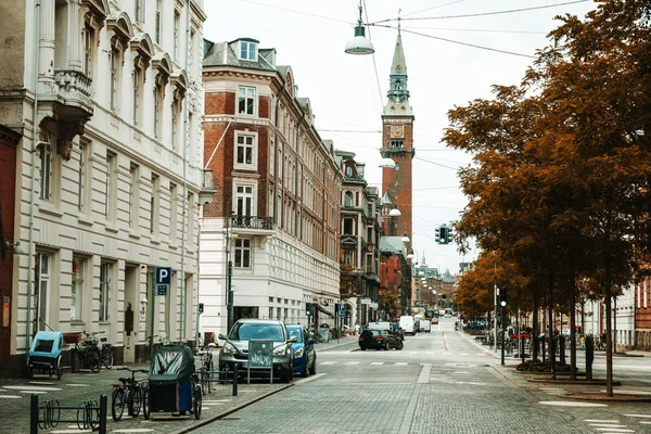 Красиві Осінні Міського Ландшафту Вулиці Центрі Копенгагена Данія Поїздка Скандинавських — стокове фото