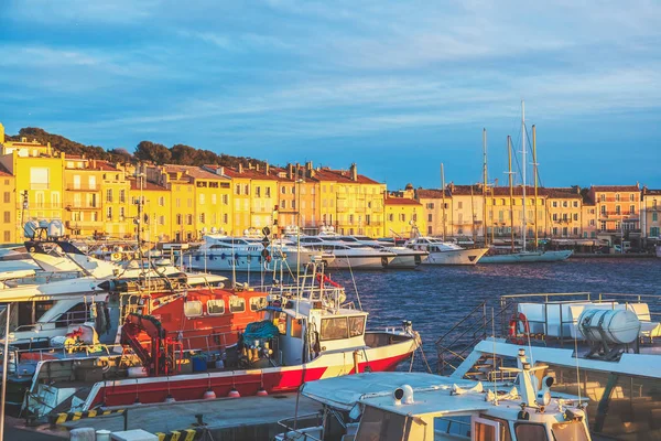 Beautiful Scenery View Old Town Port Boats Yachts Saint Tropez — Stock Photo, Image