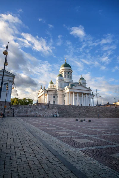 Finland Helsinki View Cathedral Senate Square Sunset Beautiful City Landscape — Stock Photo, Image