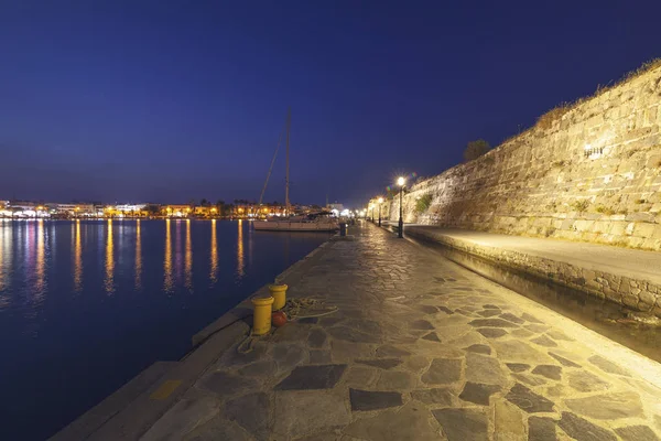 Parede Fortaleza Velha Castelo Cidade Kos Greece Paisagem Cidade Noite — Fotografia de Stock