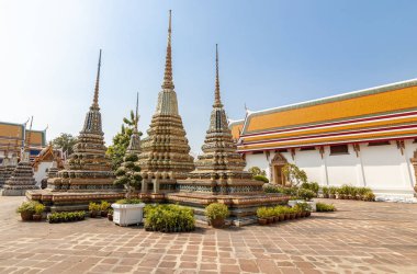 Tayland Bangkok sermaye mavi gökyüzü, parlak renkler, manzaraları, Asya, kültür ve mimari Güneydoğu Asya'nın bir gezi karşı güzel Budist Tapınağı Wat Pho