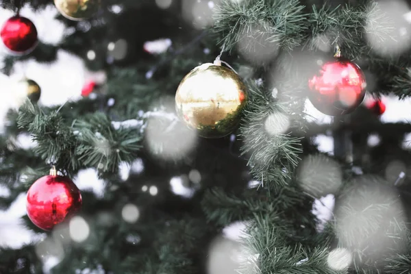 Decorazioni Sull Albero Natale Giocattoli Dell Albero Natale Fiocchi Neve — Foto Stock