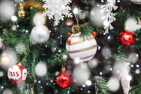 Decorazioni Sull Albero Natale Giocattoli Dell Albero Natale Fiocchi Neve — Foto Stock
