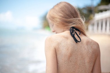 Güzel soyut portre, Cilt, tropikal gurl kum. Tatil, tatil. Sağlıklı yaşam tarzı.