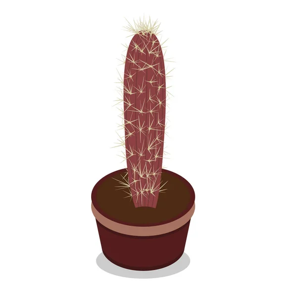 Een Kleine Cactus Bloempot Icoon Van Cactus Kamerplant Vector — Stockvector