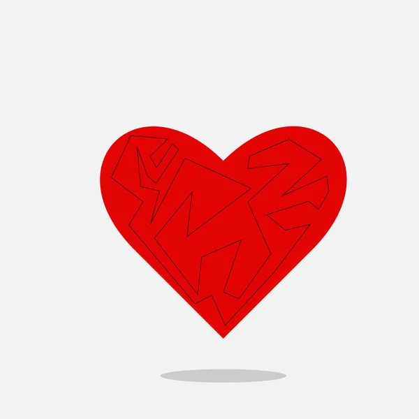 Patrón Negro Sobre Engranaje Rojo Amor Desin Icono Para Amor — Archivo Imágenes Vectoriales