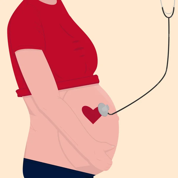 Consultation Une Jeune Femme Enceinte Avec Médecin Docteur Examinant Une — Image vectorielle