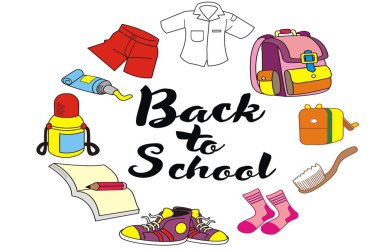 Geri okula renkli el çizilmiş kroki