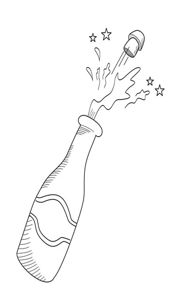 Beer Splash Forma Garrafa Estilo Desenhado Mão Ilustração Vetorial — Vetor de Stock