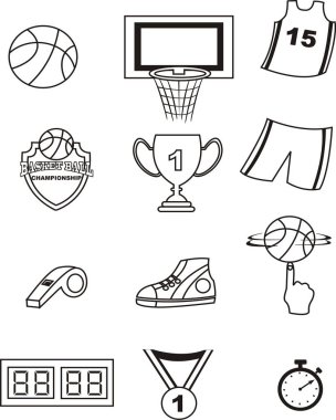 Sepet topu öğeleri kümesi. vektör çizim