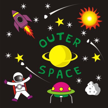 Uzaydan gezegenler vektör arka plan kümesi