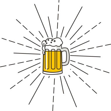 A glass of beer with sunburst/