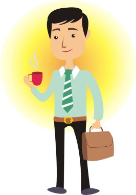 genç işçiler kahve içerken duruyorsun