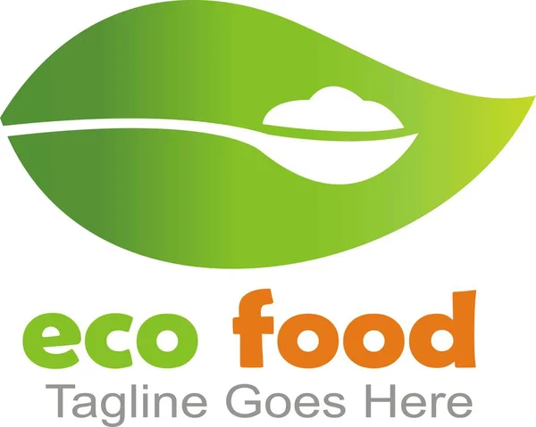 Plantilla Logotipo Ecofood Con Forma Hoja — Vector de stock