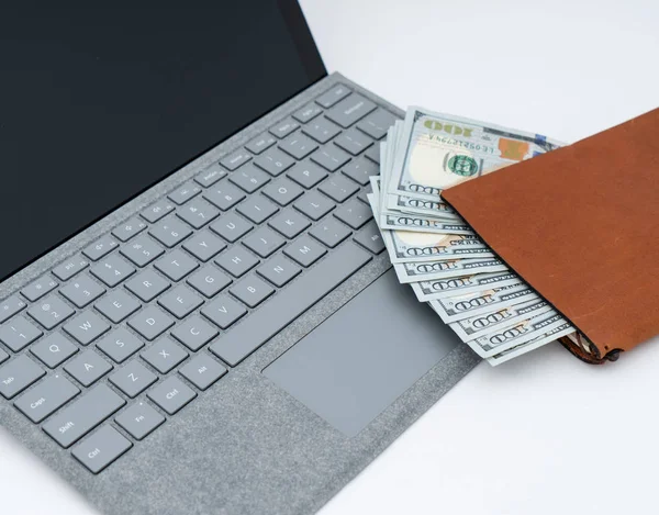 Laptop Számítógép Cash Money — Stock Fotó