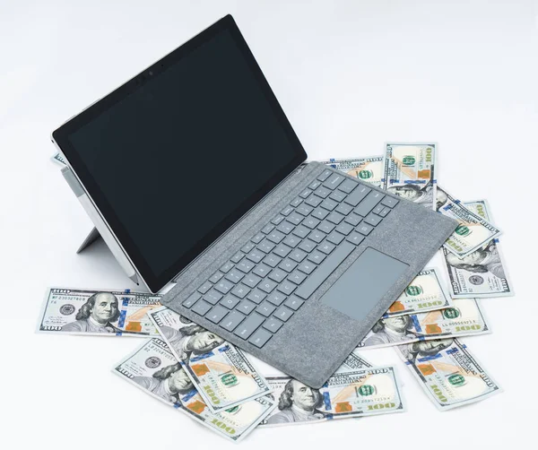 Laptop Számítógép Cash Money — Stock Fotó