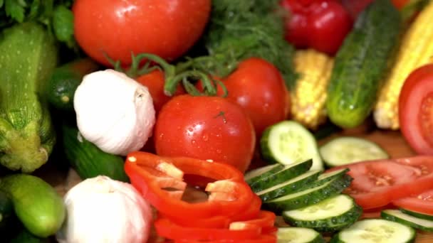 Zdrowa Żywność Świeże Warzywa Gotowanie — Wideo stockowe
