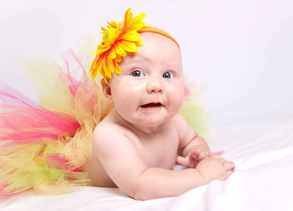 Portrait Little Baby White Background — Stock Photo, Image