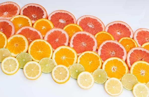 Oranges Grapefruit Other Fruits Sliced — Stock Photo, Image