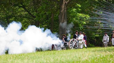 Savaş Monmouth.Revolutionary savaş reenactment yıllık canlandırma . 